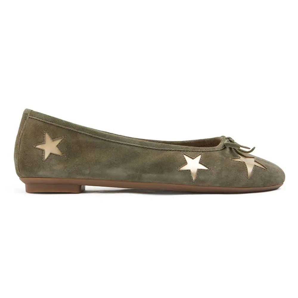 Astral Flat in Khaki Suede