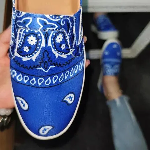Chicvane New Paisley Print Slip on Round Toe Platform Loafers