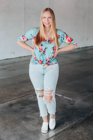 Delightful Twist Floral Top S-2X