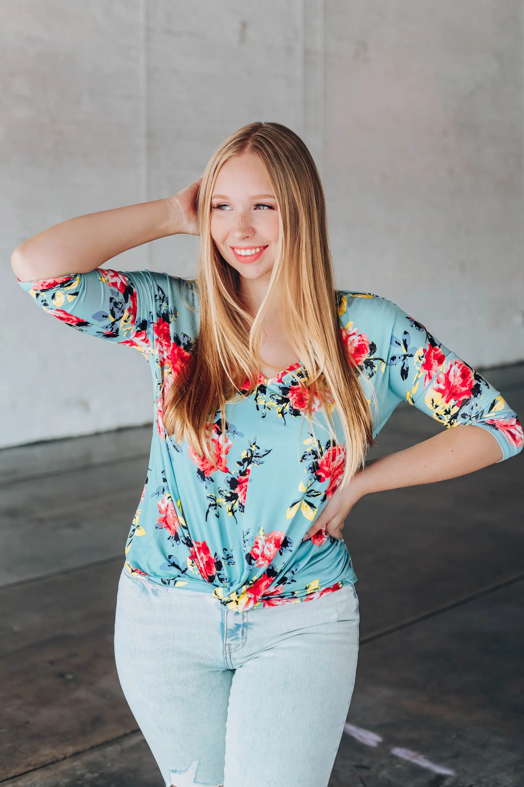 Delightful Twist Floral Top S-2X