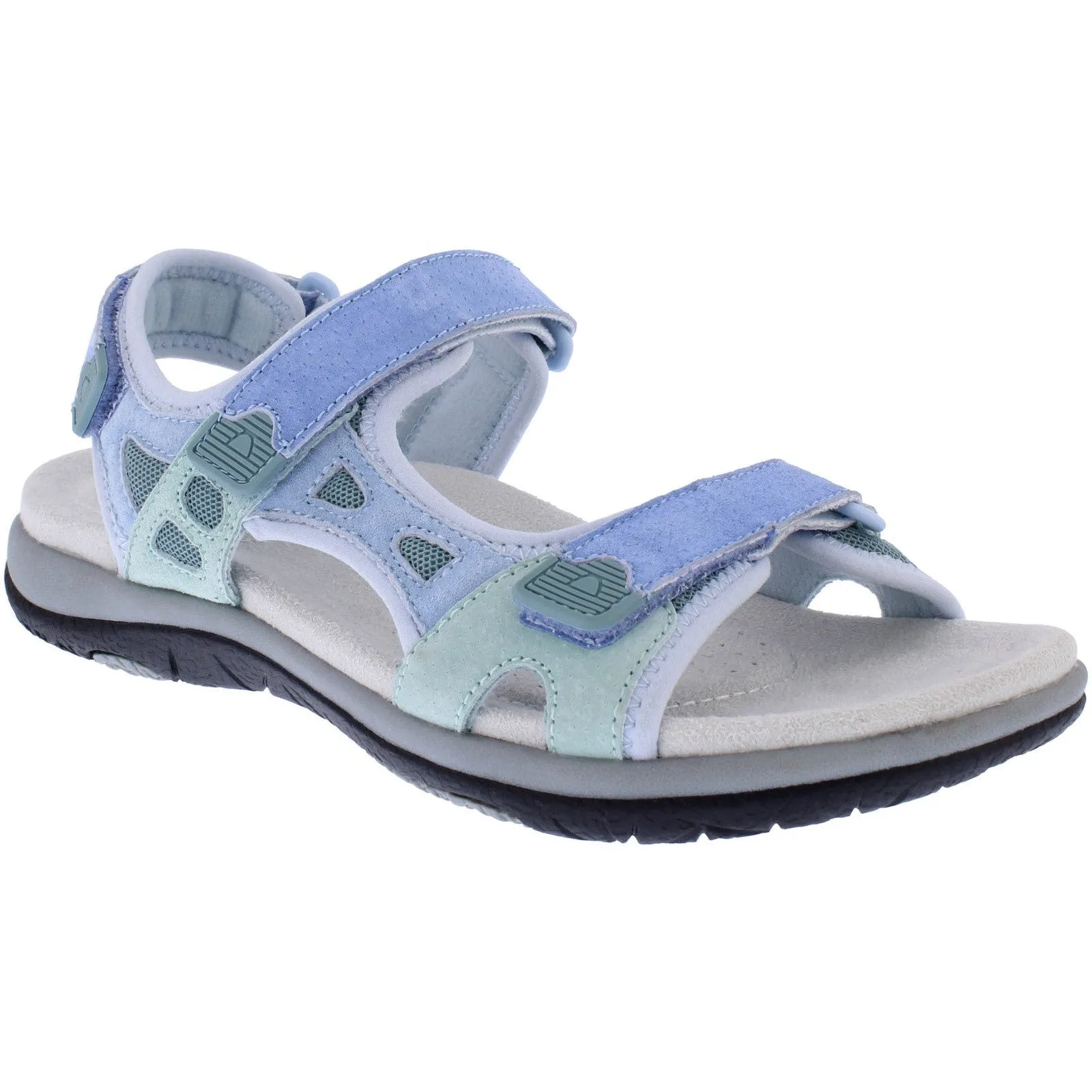 Free Spirit Zeal Ladies Blue Multi Suede & Textile Touch Fastening Sandals