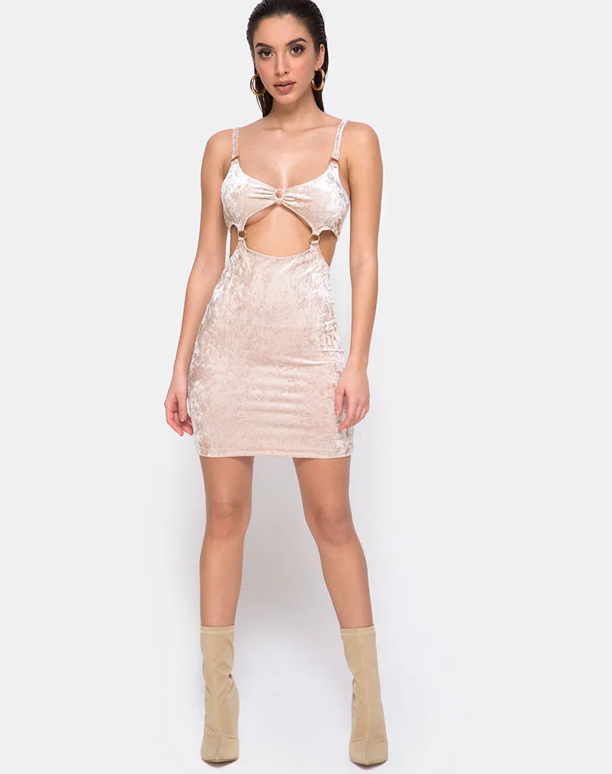 Jezabel Dress in Crushed Velvet Cream