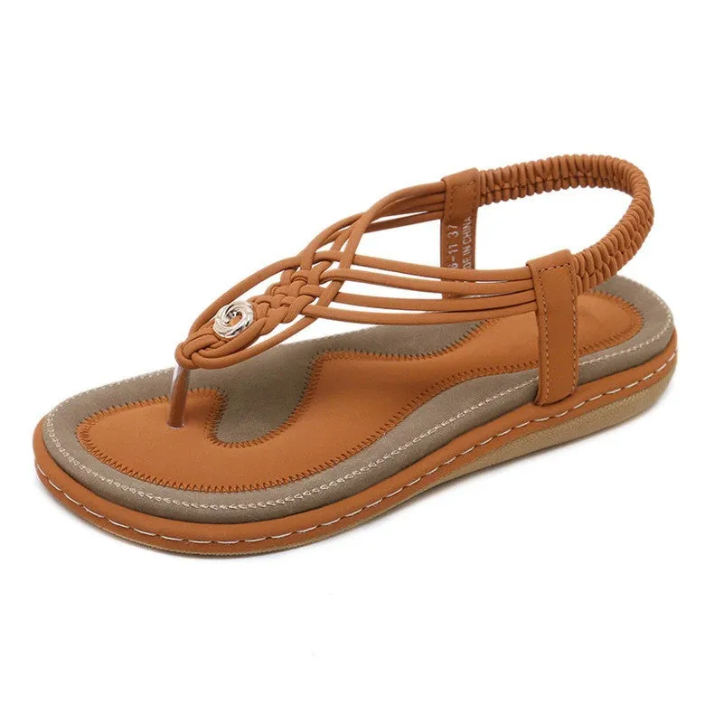 OCW Handmade Knitting Clip Toe Elastic Flat Sandals
