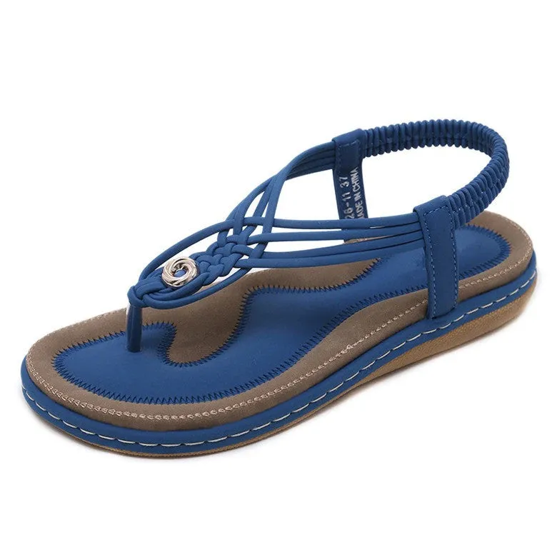 OCW Handmade Knitting Clip Toe Elastic Flat Sandals