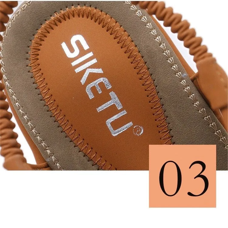 OCW Handmade Knitting Clip Toe Elastic Flat Sandals