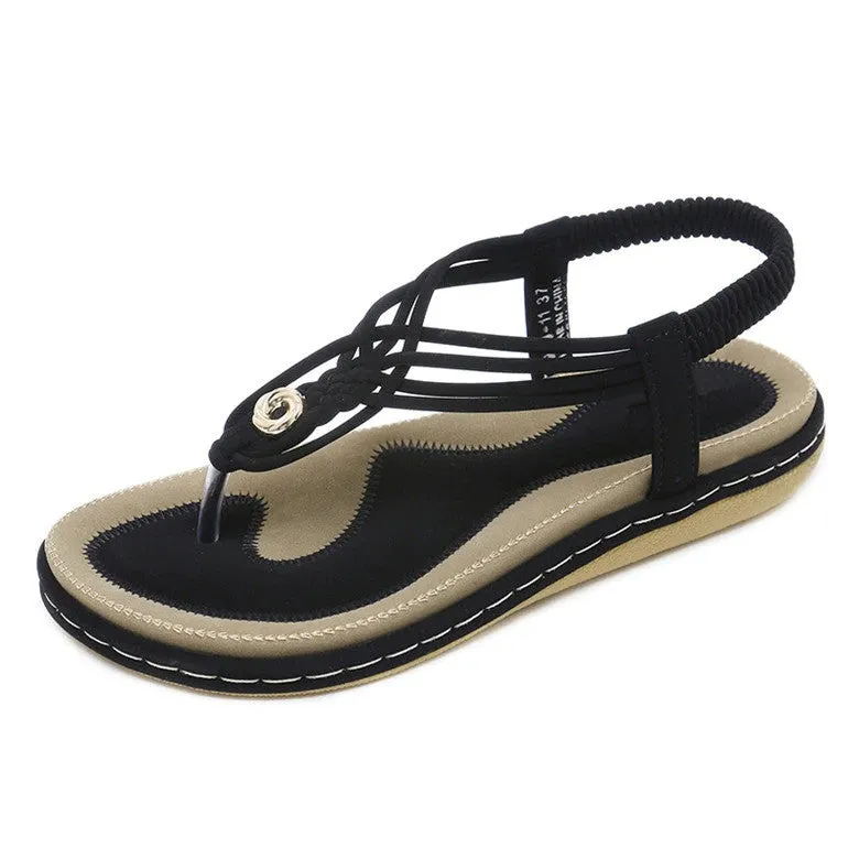 OCW Handmade Knitting Clip Toe Elastic Flat Sandals