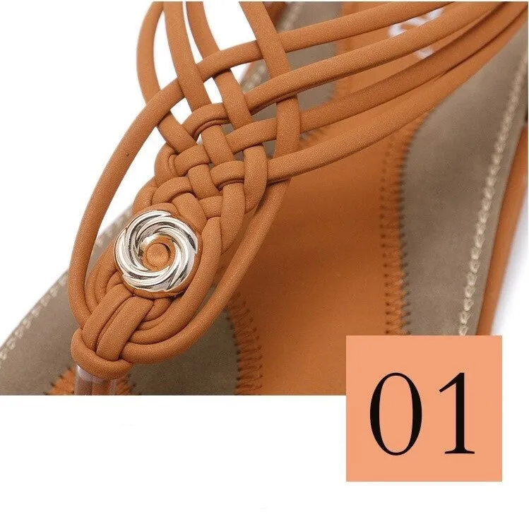 OCW Handmade Knitting Clip Toe Elastic Flat Sandals