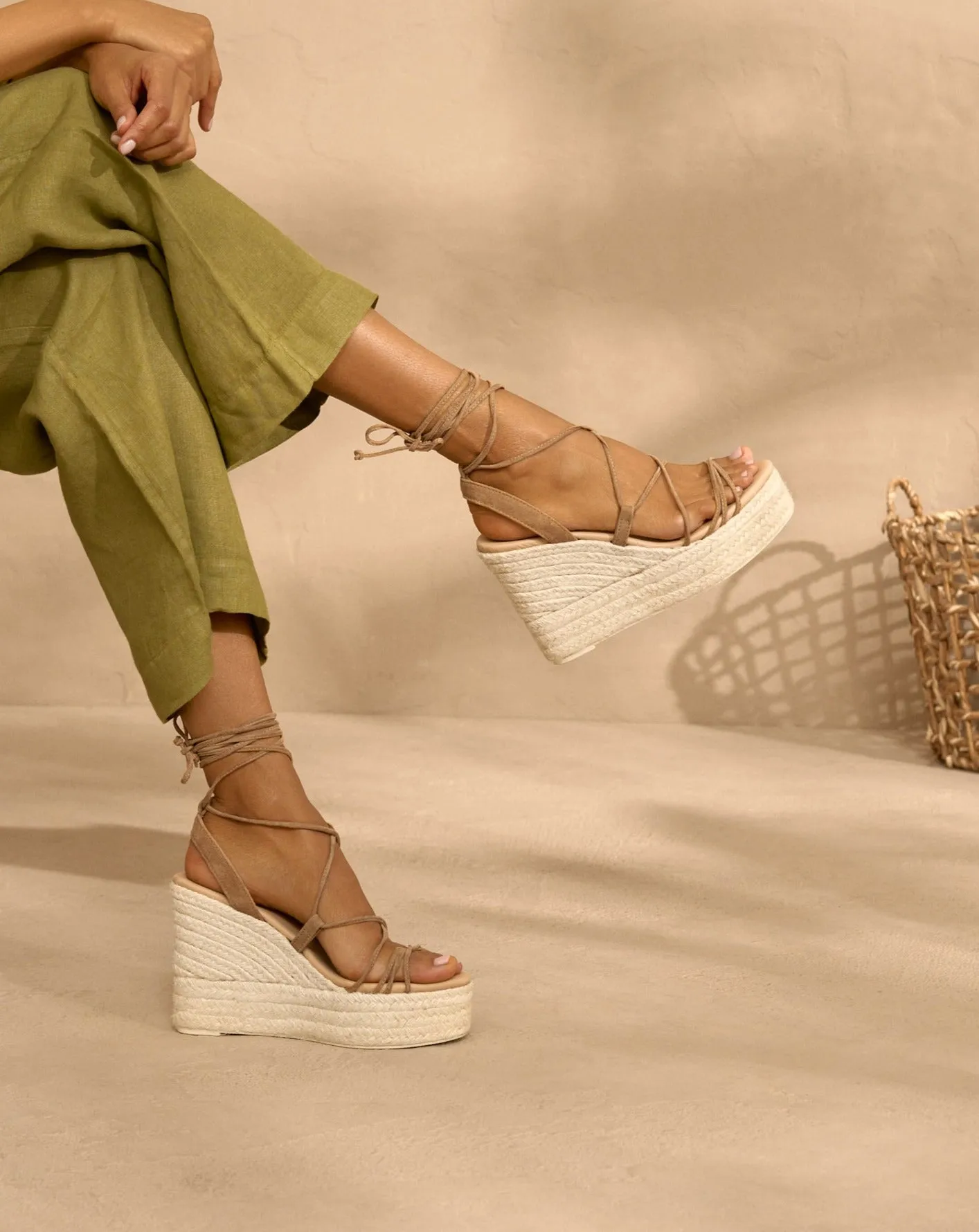Portofino Soft Suede Wedge Espadrilles - L87WA -  Alex Rivière Studio x Manebí Tobacco