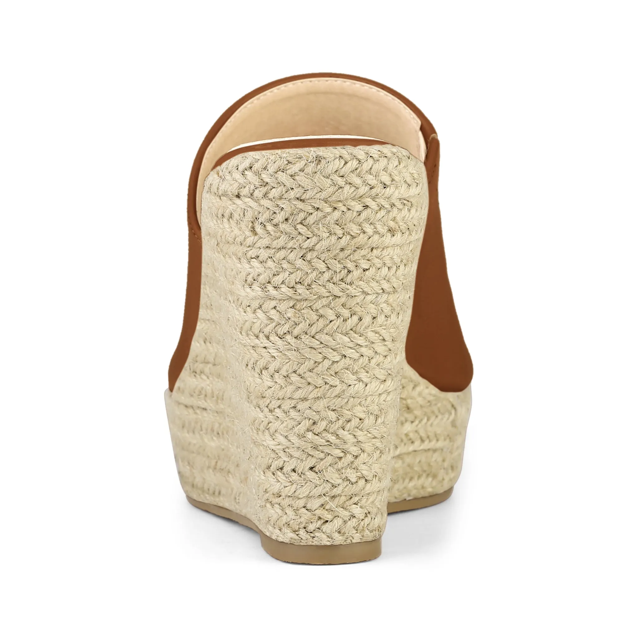 PU Leather Open Toe Espadrille Wedge Platform Mules