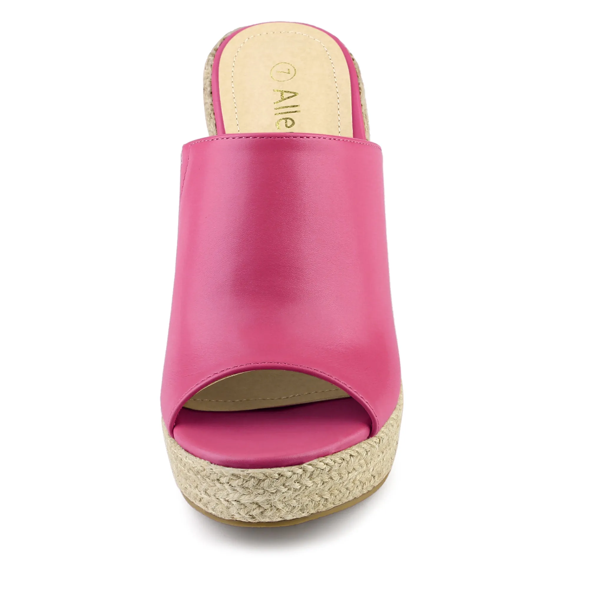 PU Leather Open Toe Espadrille Wedge Platform Mules