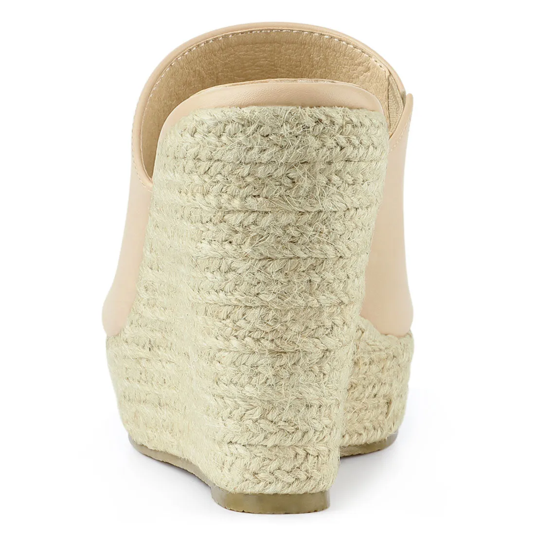 PU Leather Open Toe Espadrille Wedge Platform Mules