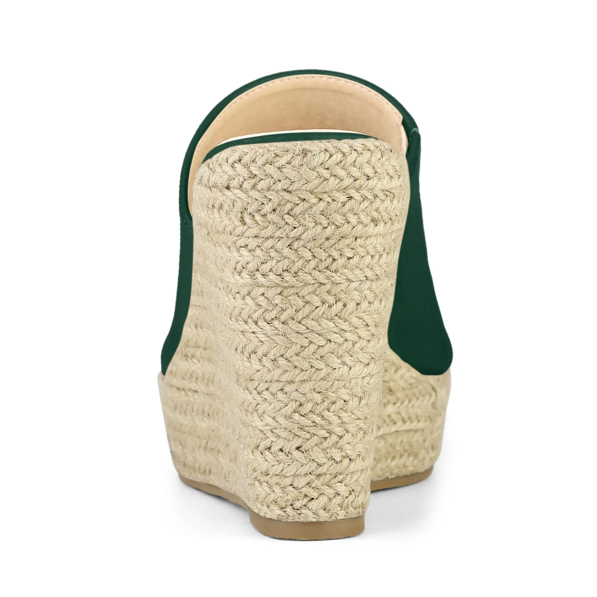 PU Leather Open Toe Espadrille Wedge Platform Mules