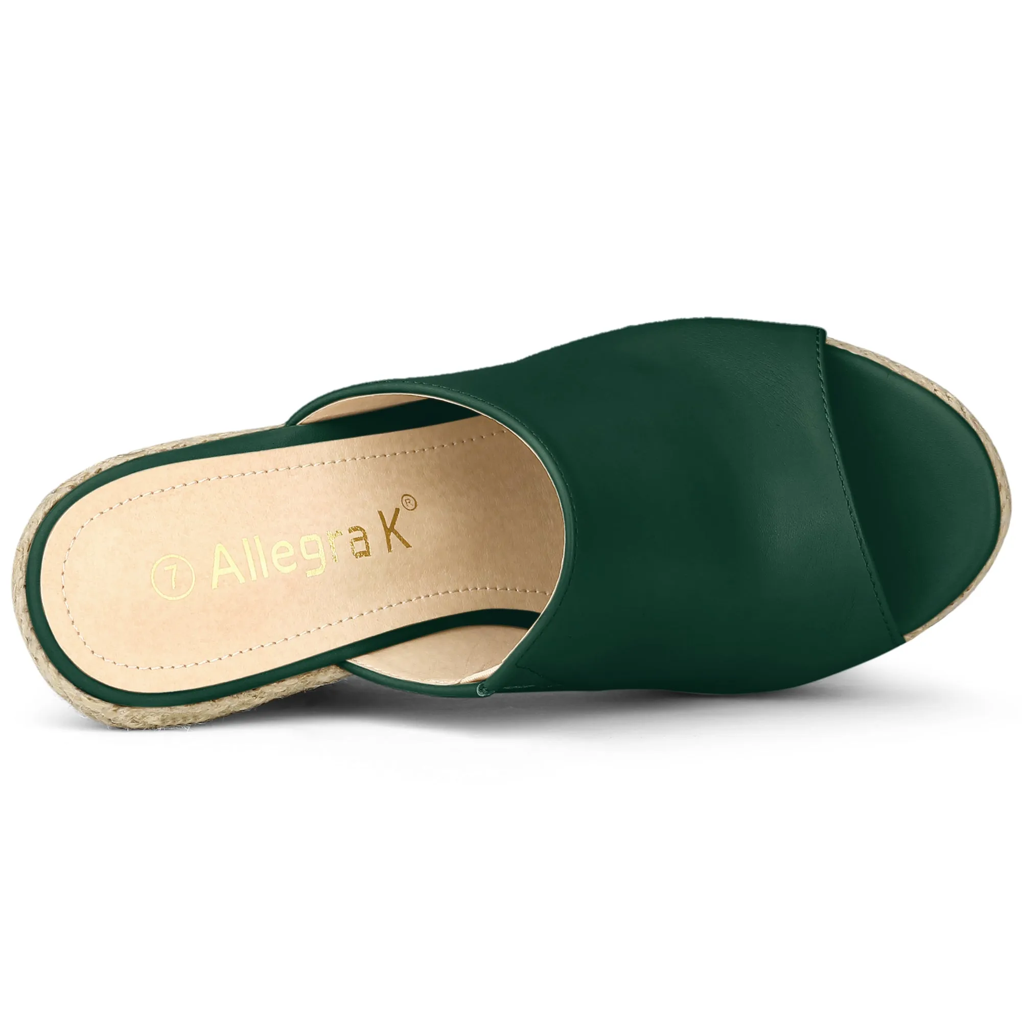 PU Leather Open Toe Espadrille Wedge Platform Mules