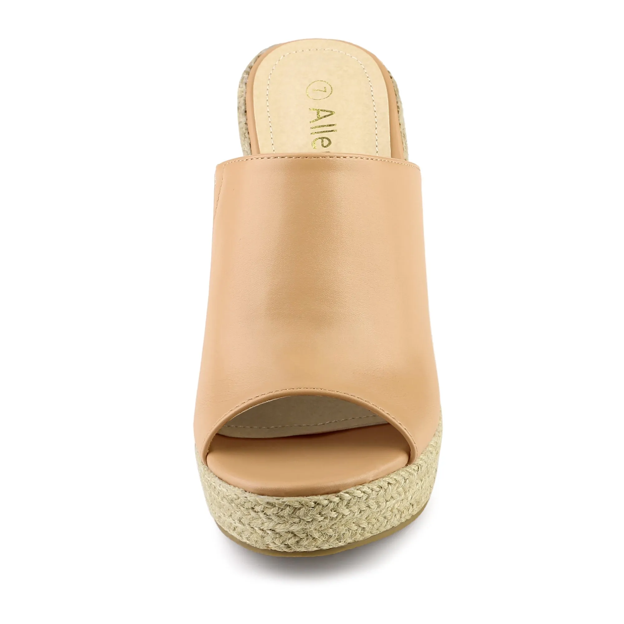PU Leather Open Toe Espadrille Wedge Platform Mules