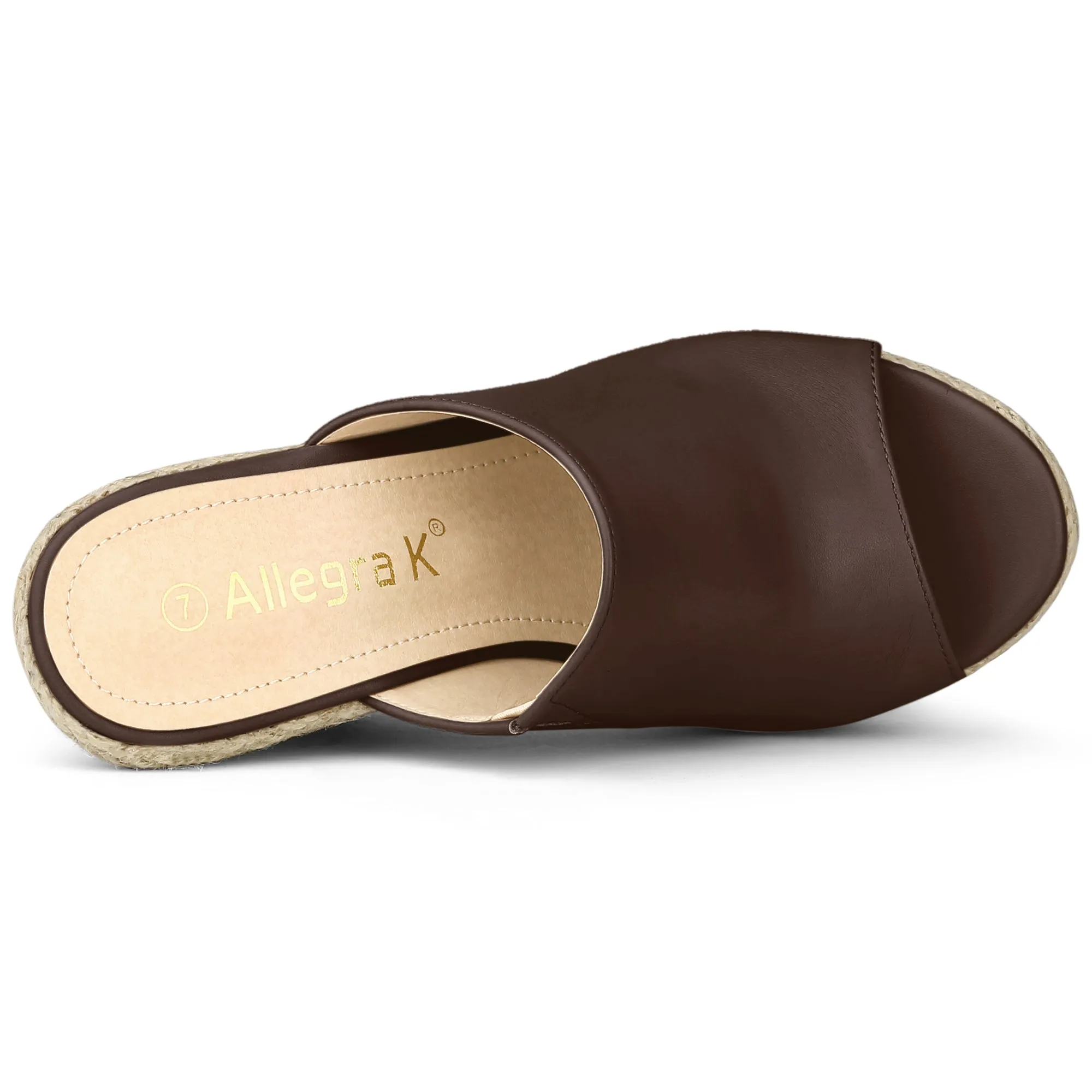 PU Leather Open Toe Espadrille Wedge Platform Mules