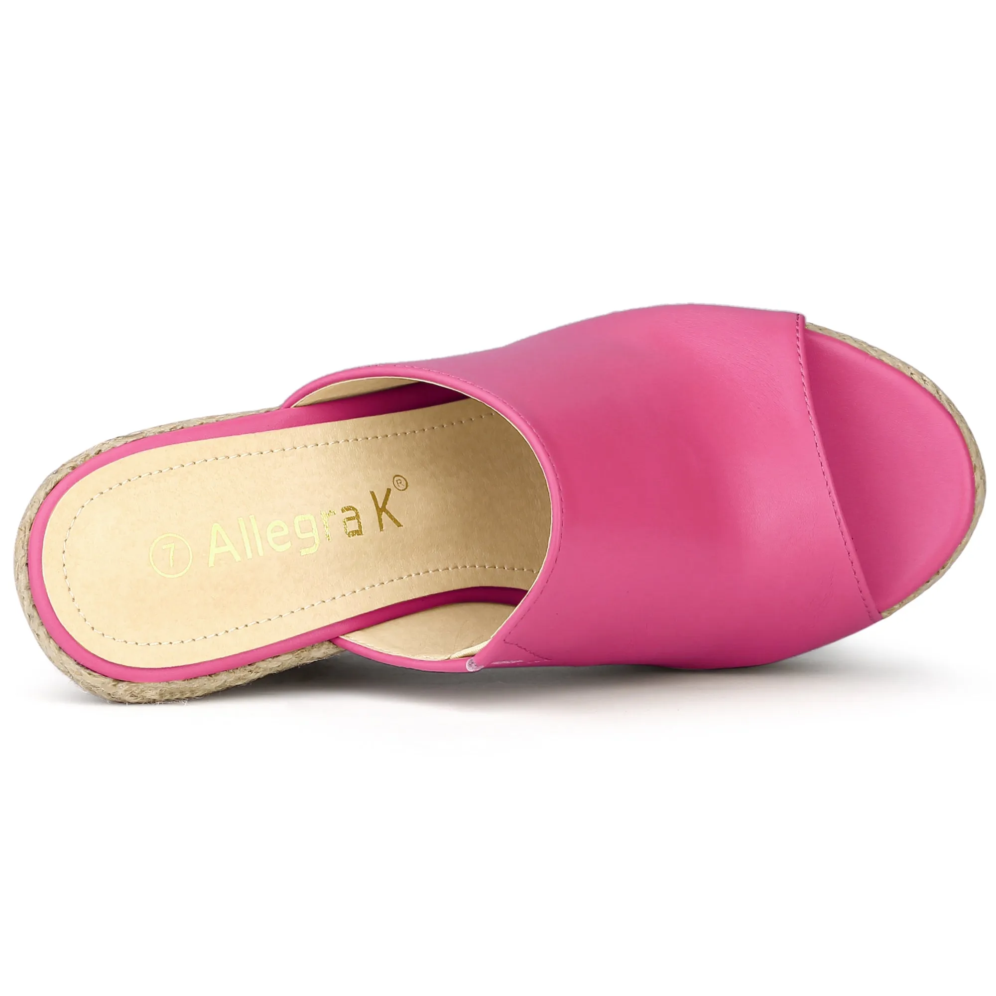PU Leather Open Toe Espadrille Wedge Platform Mules