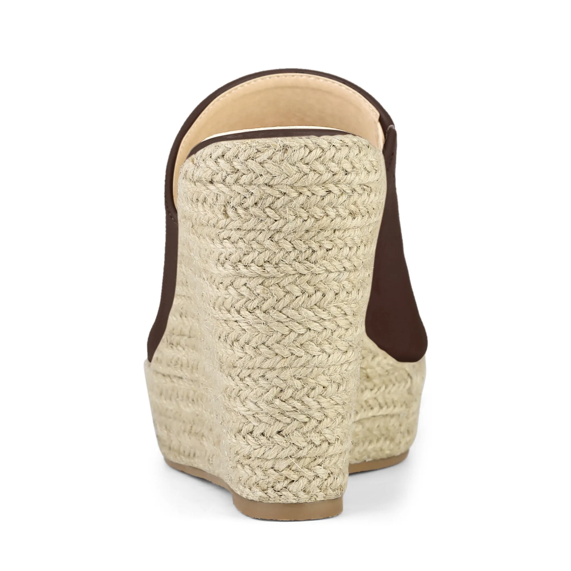 PU Leather Open Toe Espadrille Wedge Platform Mules