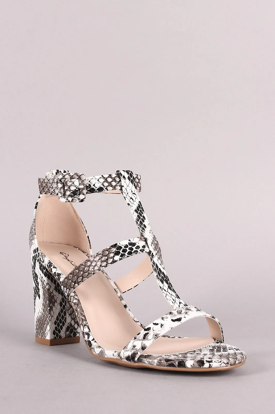 Qupid T-Strap Open Toe Chunky Heel