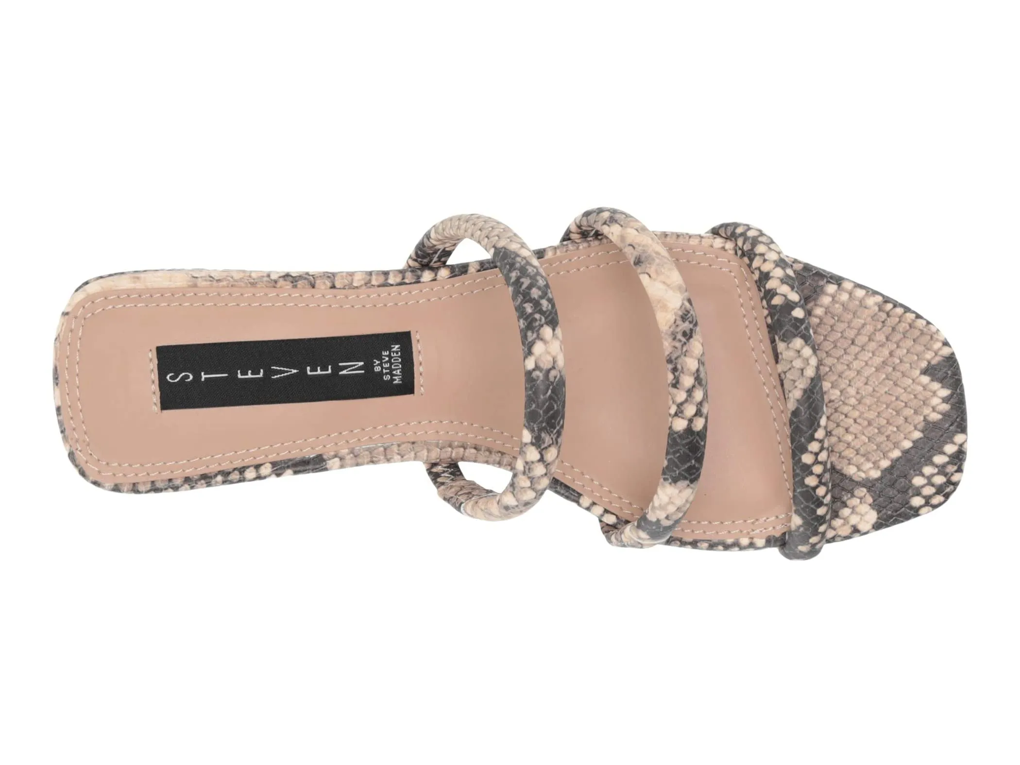 Steve Madden HADES Beige Snake Slip On Pointed toe Flat Slide Sandals