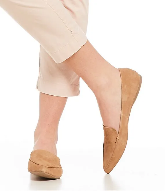 Steve Madden Women's Feather Slip On Loafer Flat Camel Suede Pointed Toe