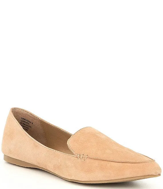 Steve Madden Women's Feather Slip On Loafer Flat Camel Suede Pointed Toe