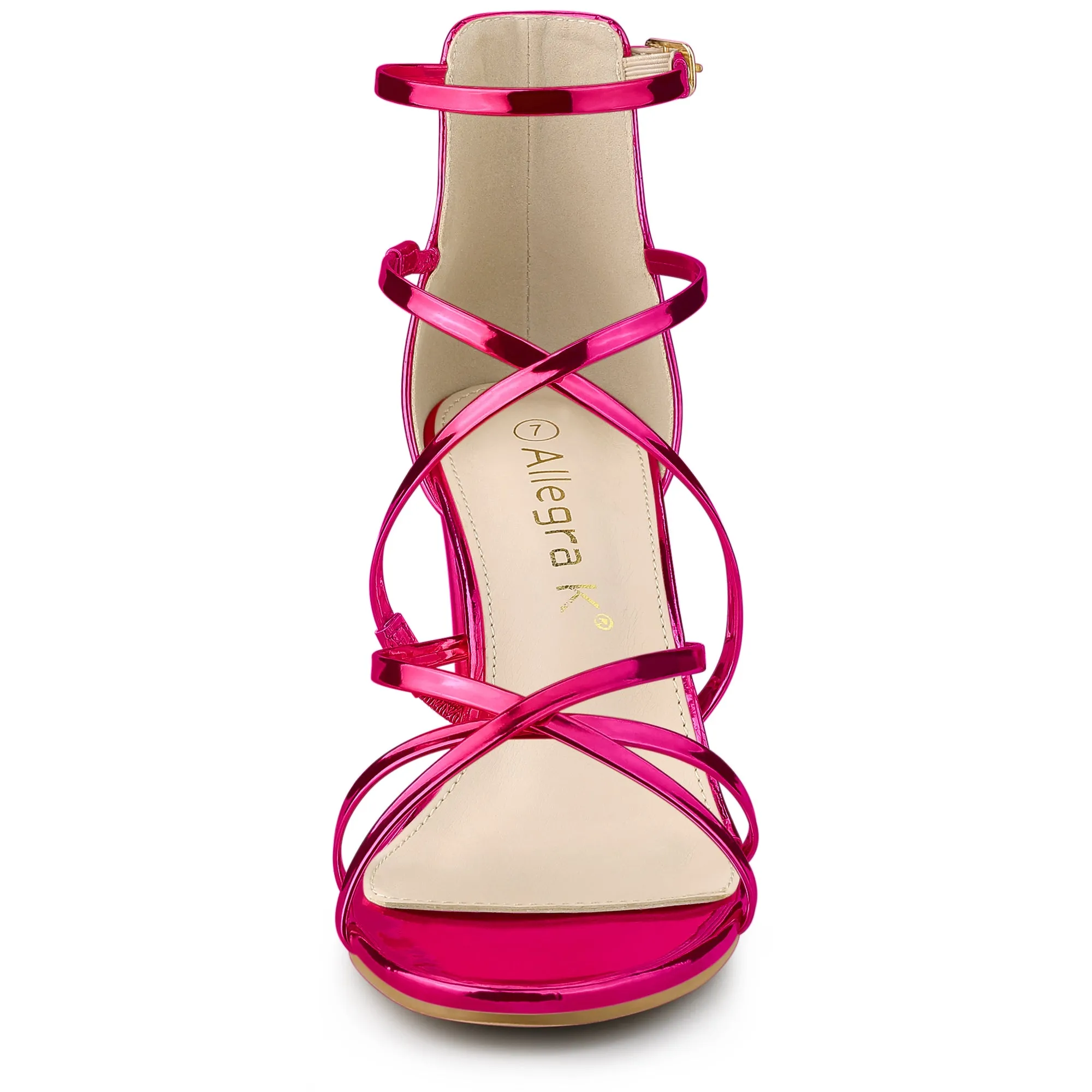 Strappy Crisscross Strap Opened Toe Block Heel Sandals