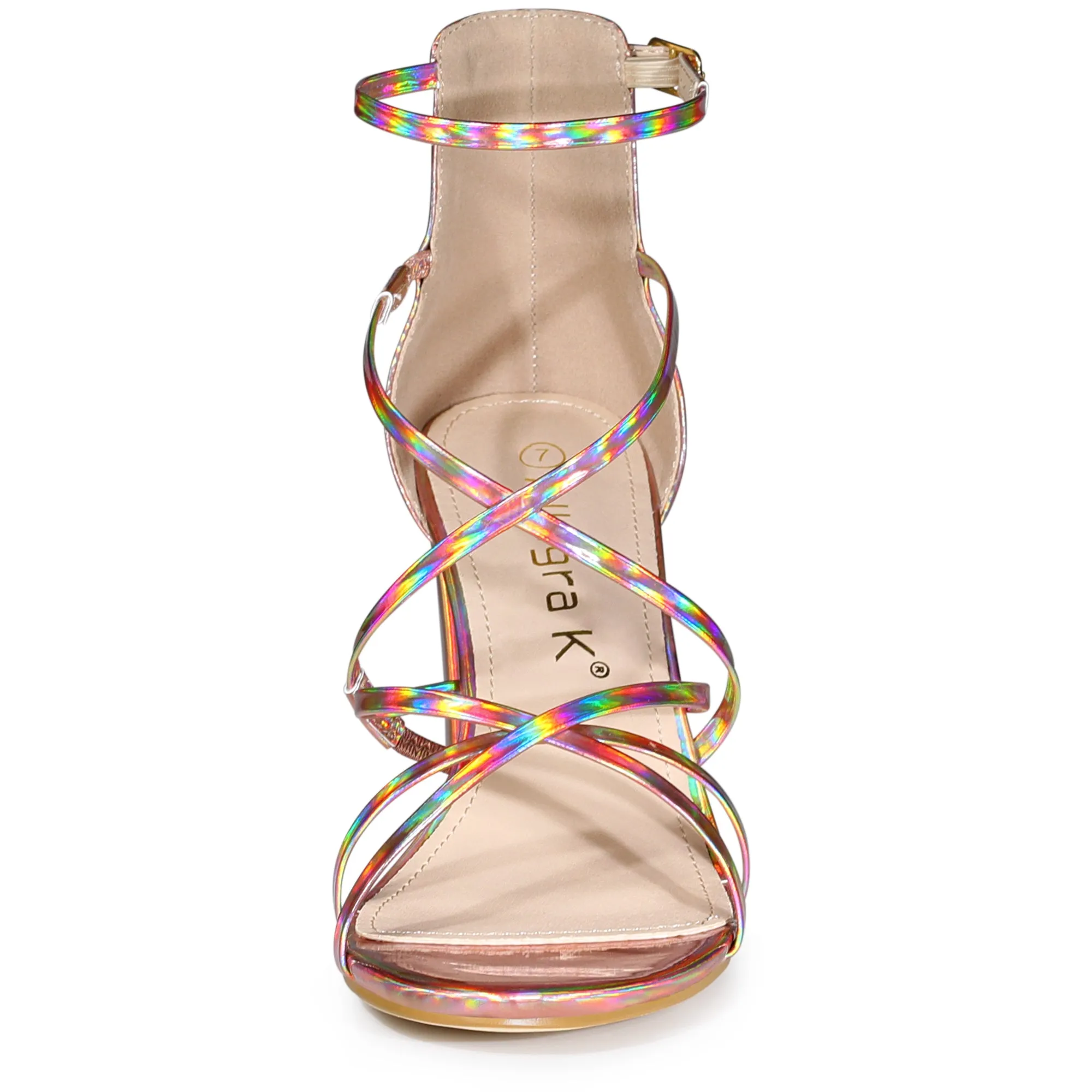 Strappy Crisscross Strap Opened Toe Block Heel Sandals