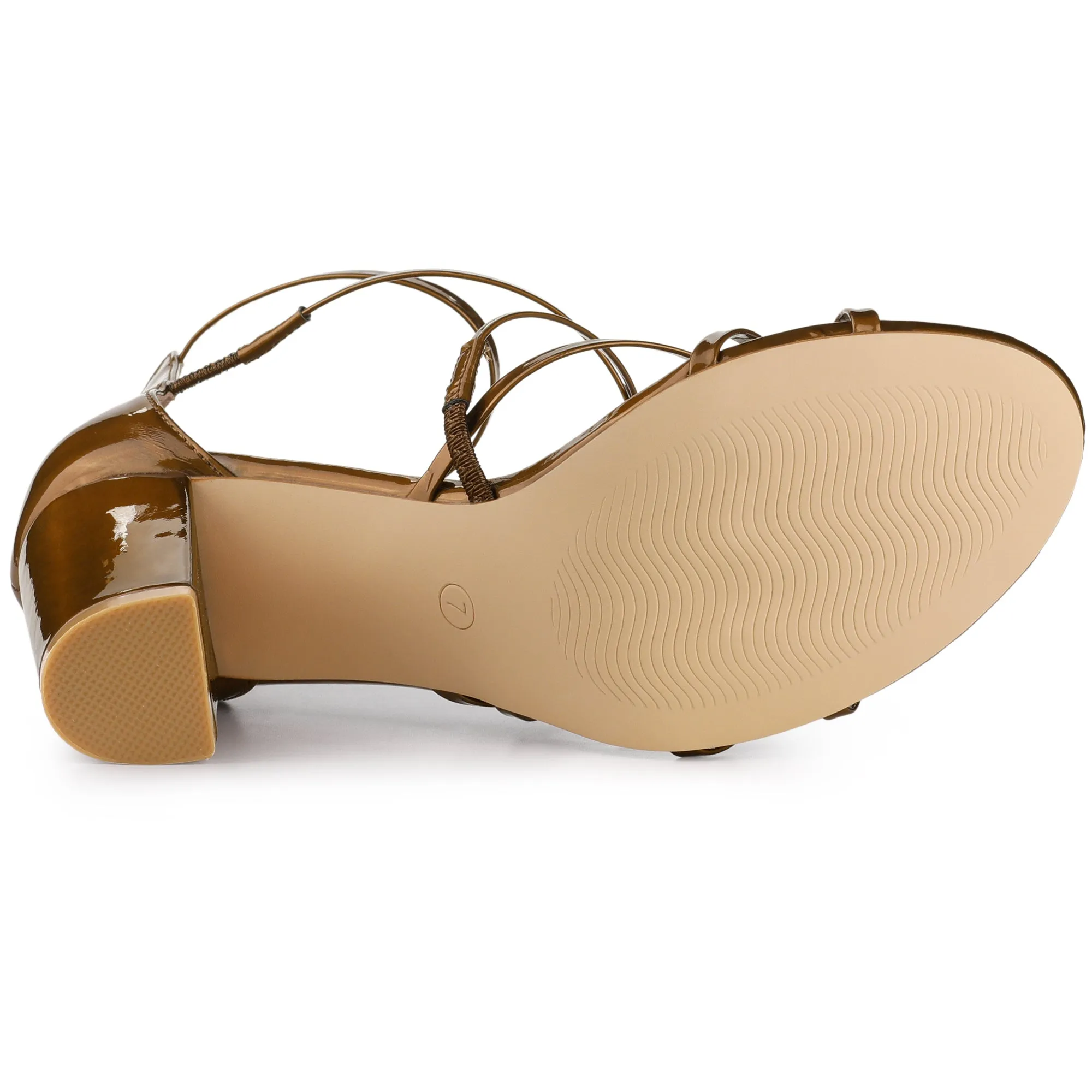 Strappy Crisscross Strap Opened Toe Block Heel Sandals