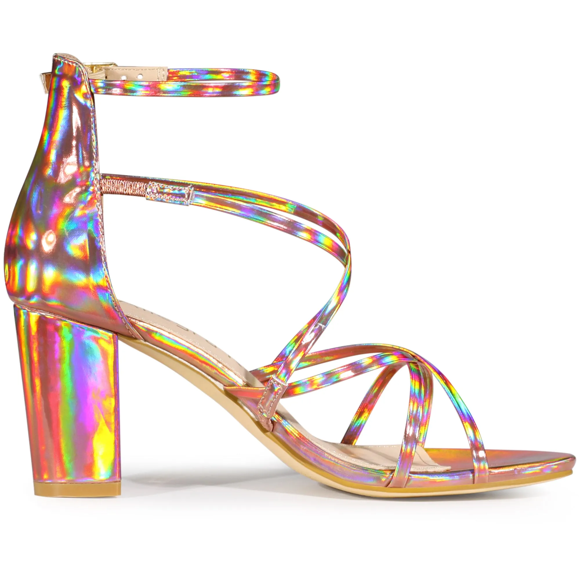 Strappy Crisscross Strap Opened Toe Block Heel Sandals