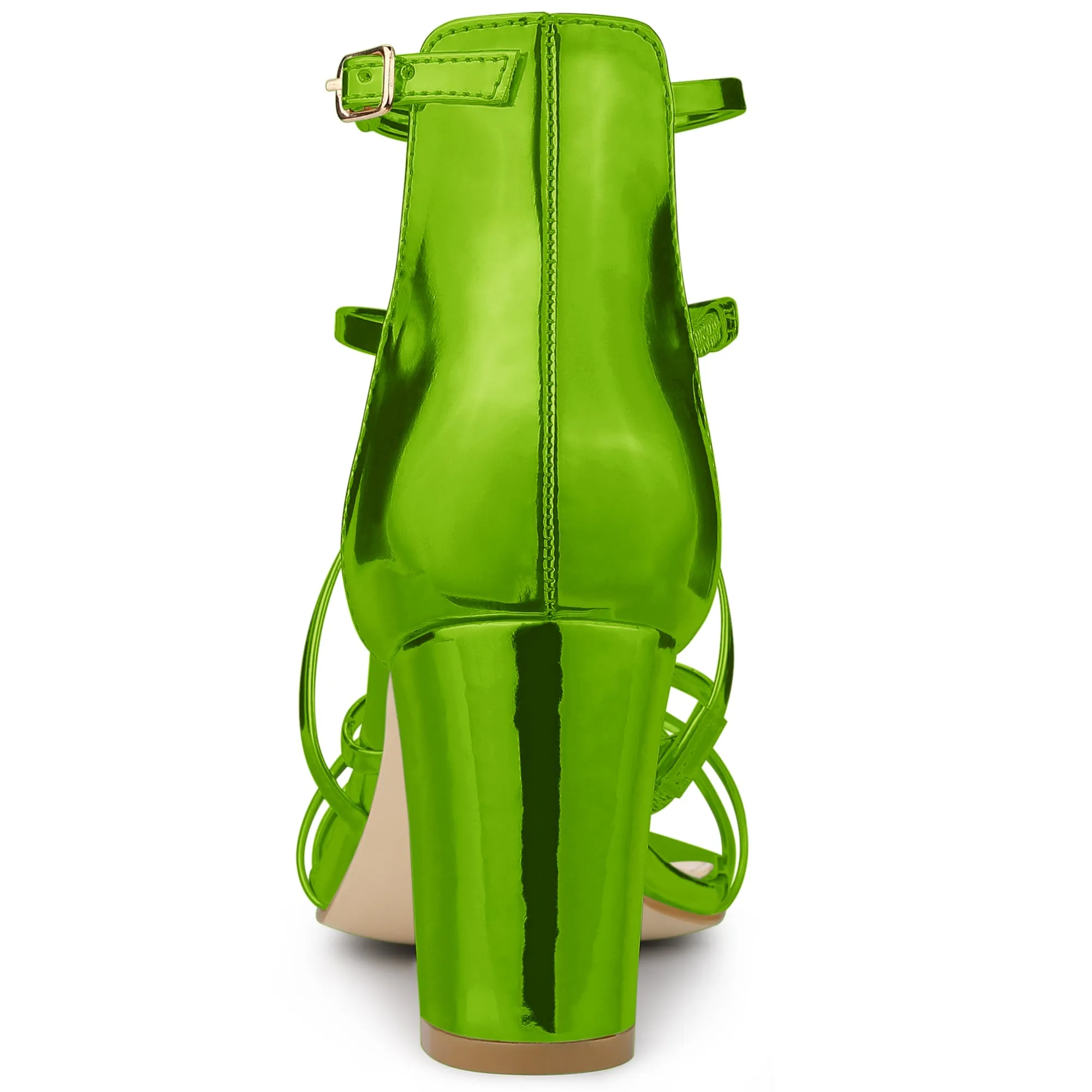 Strappy Crisscross Strap Opened Toe Block Heel Sandals
