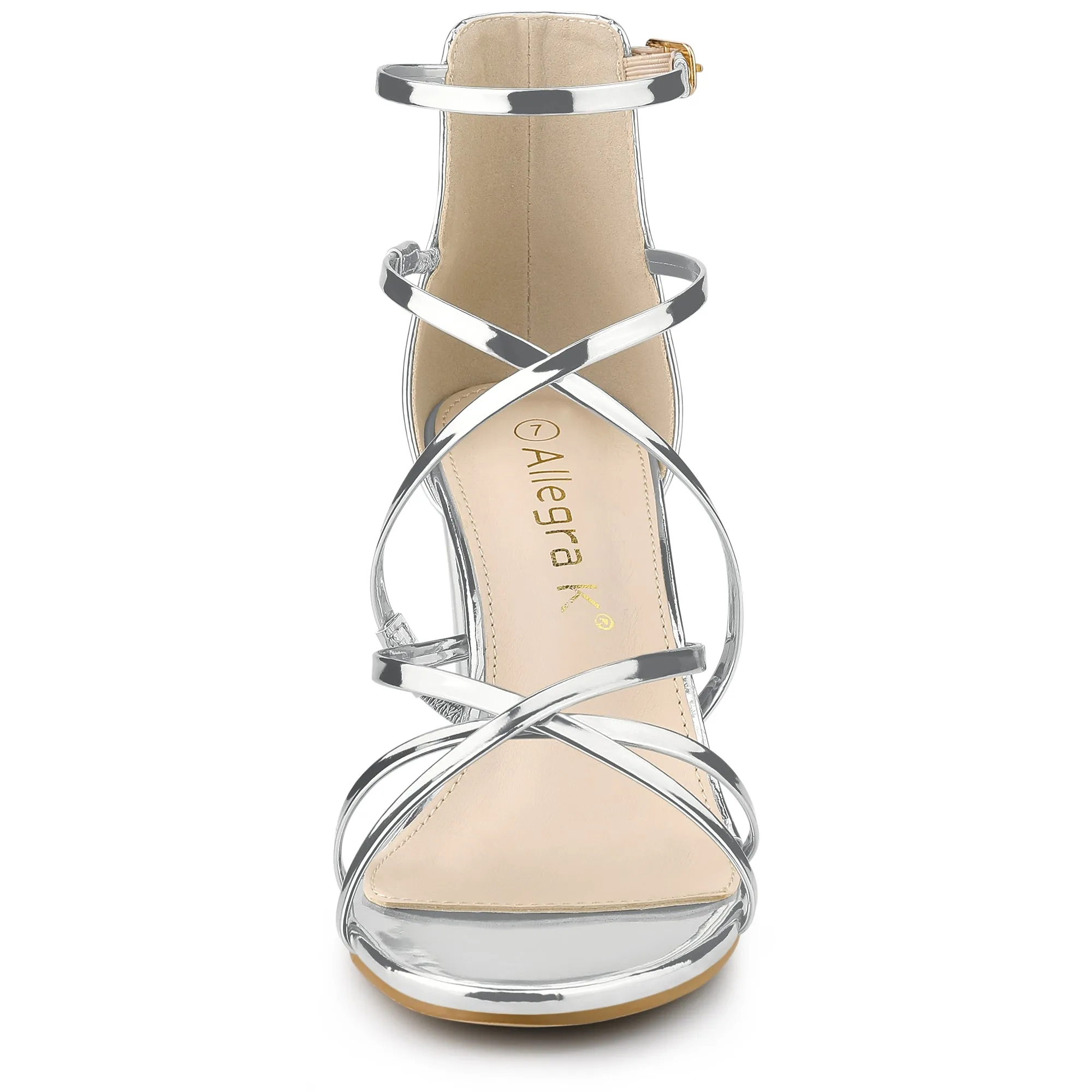 Strappy Crisscross Strap Opened Toe Block Heel Sandals