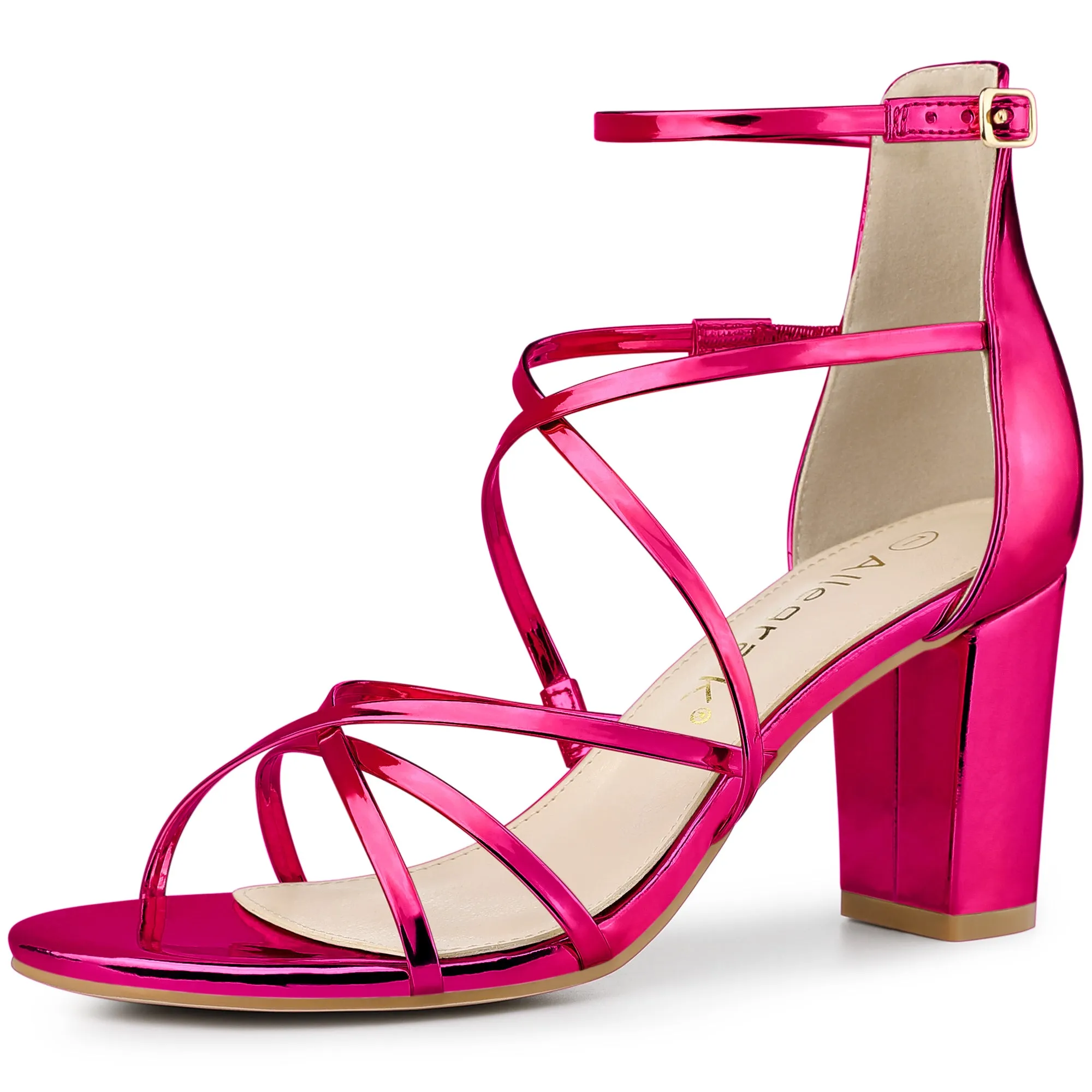 Strappy Crisscross Strap Opened Toe Block Heel Sandals