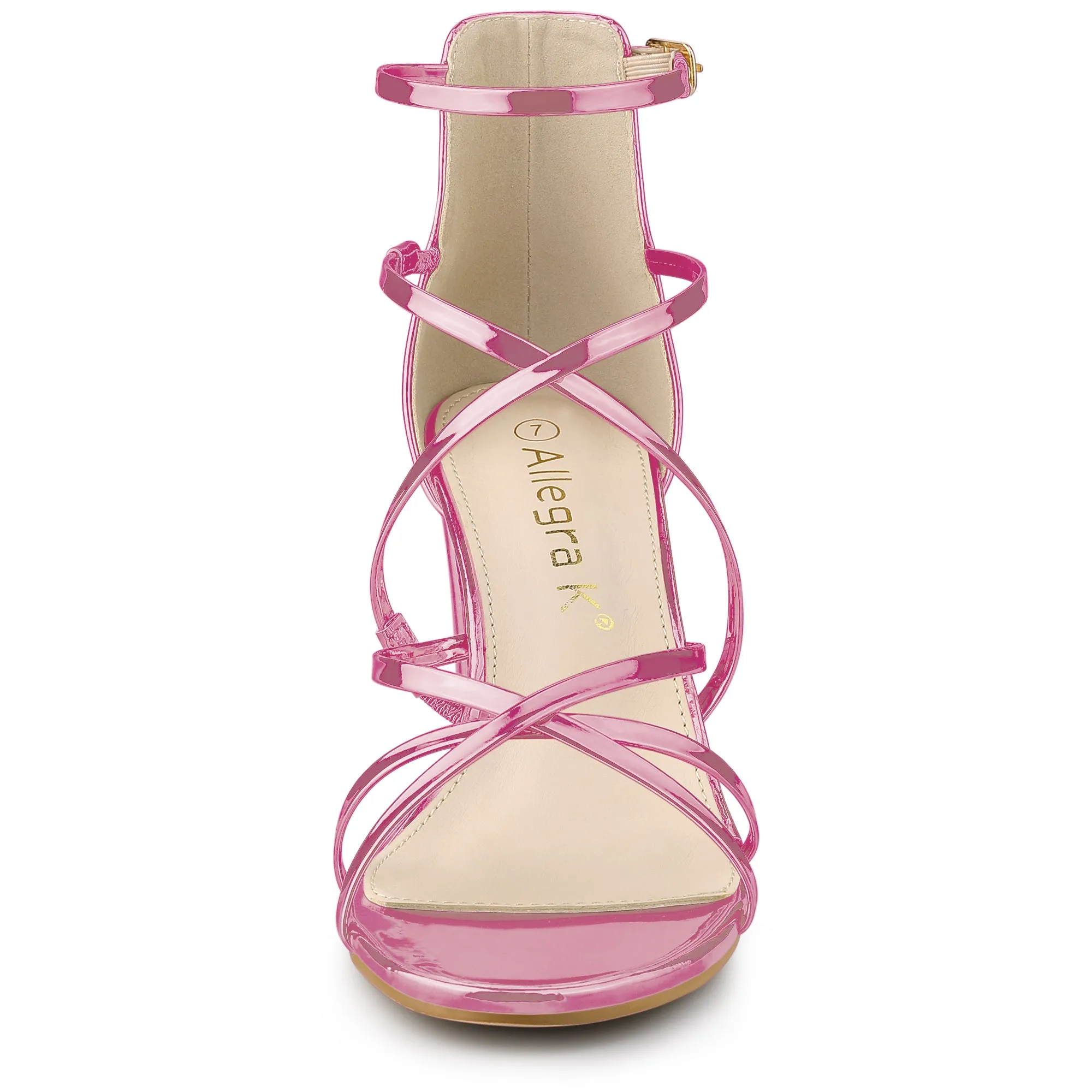 Strappy Crisscross Strap Opened Toe Block Heel Sandals