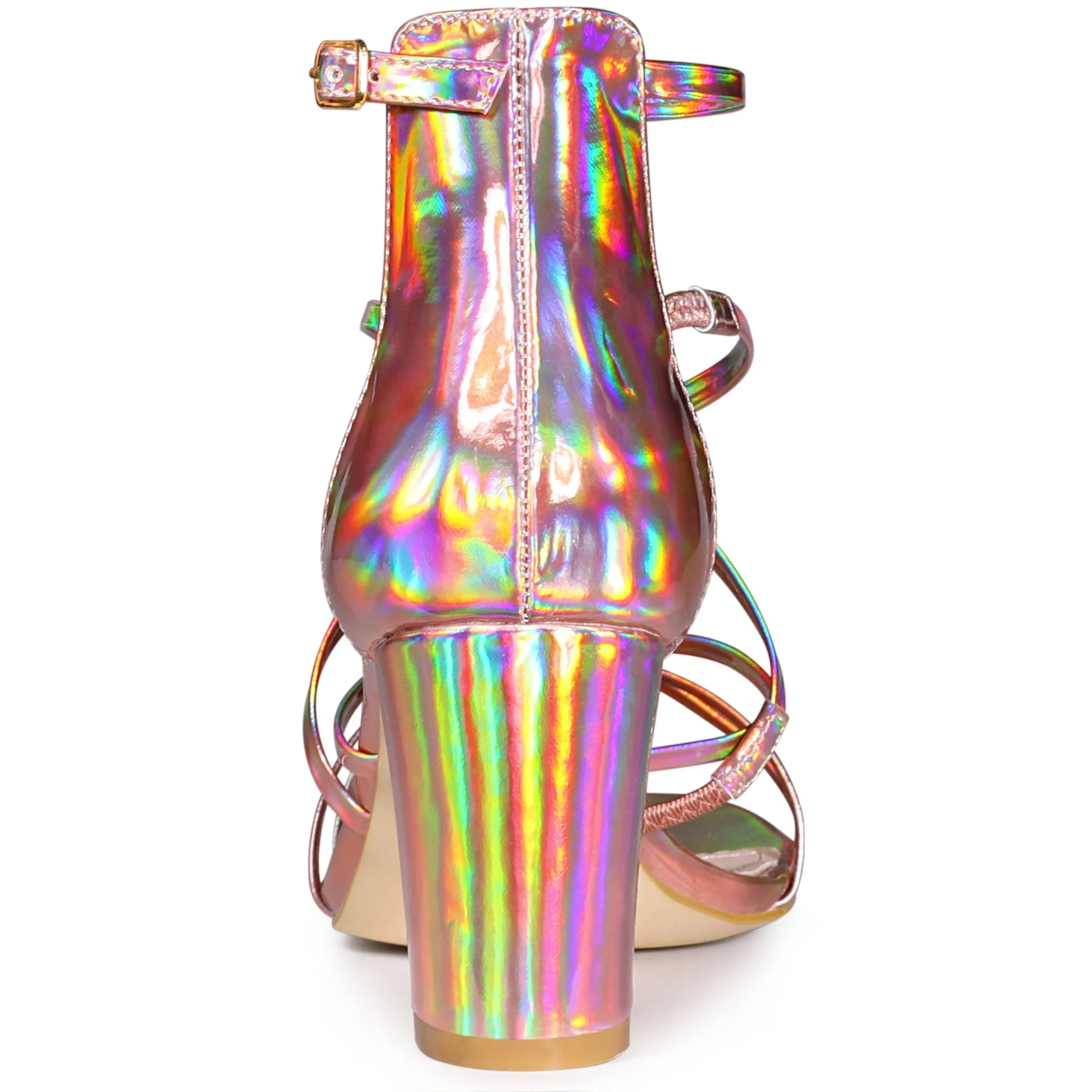 Strappy Crisscross Strap Opened Toe Block Heel Sandals