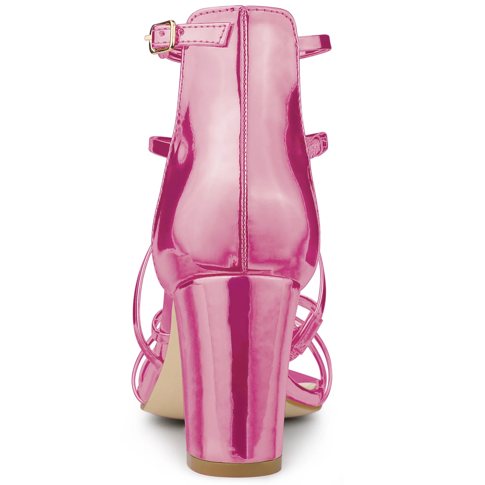 Strappy Crisscross Strap Opened Toe Block Heel Sandals