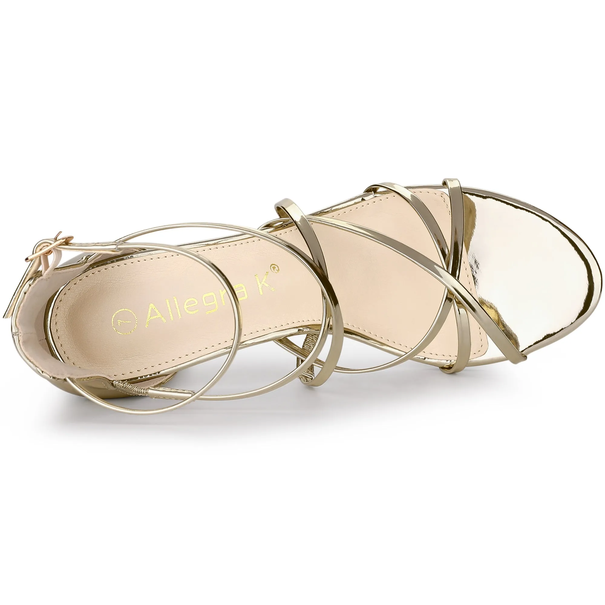 Strappy Crisscross Strap Opened Toe Block Heel Sandals