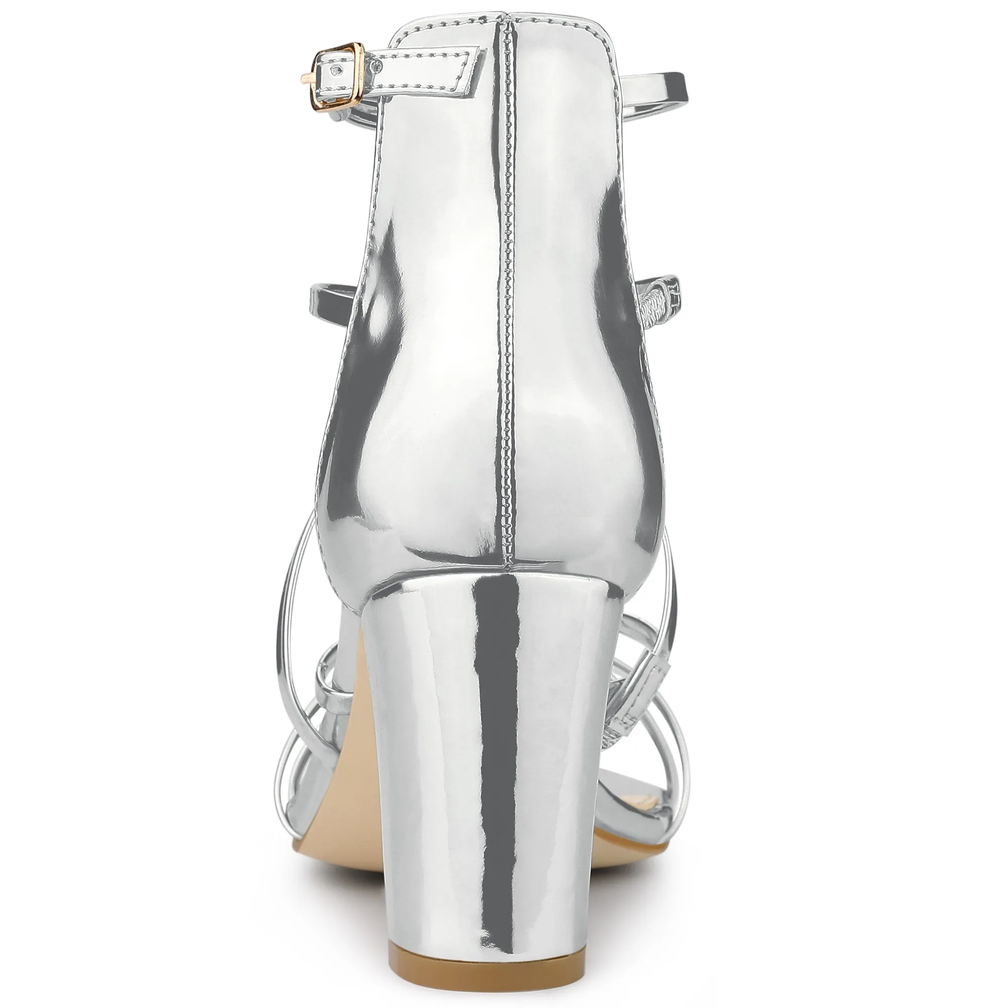 Strappy Crisscross Strap Opened Toe Block Heel Sandals