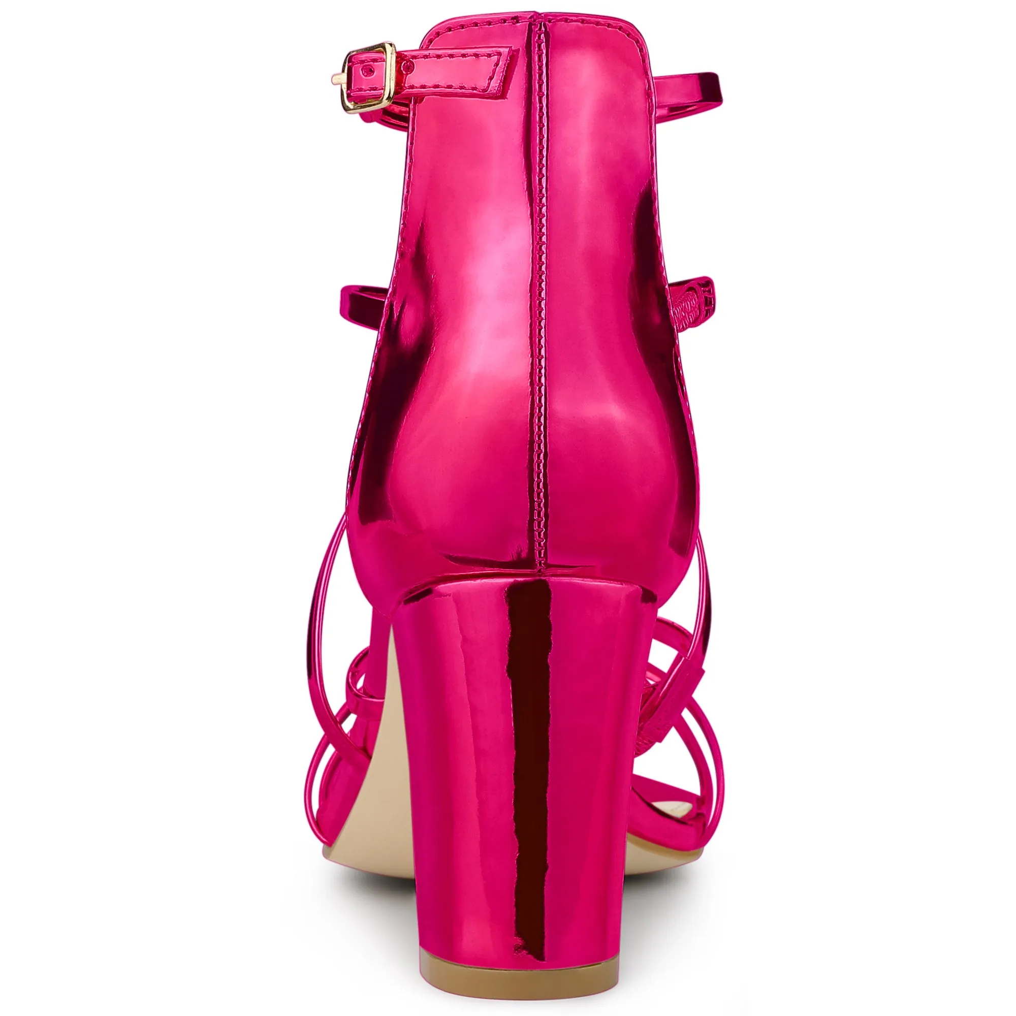 Strappy Crisscross Strap Opened Toe Block Heel Sandals