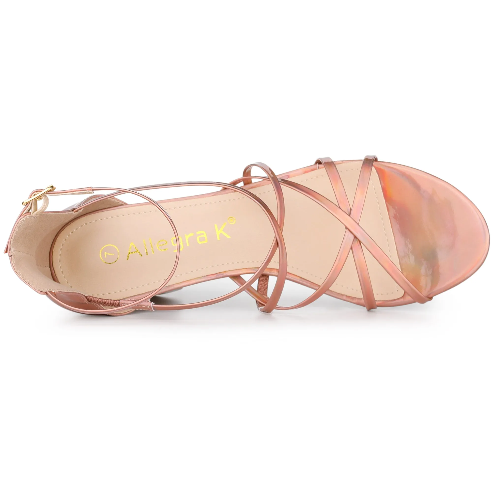 Strappy Crisscross Strap Opened Toe Block Heel Sandals