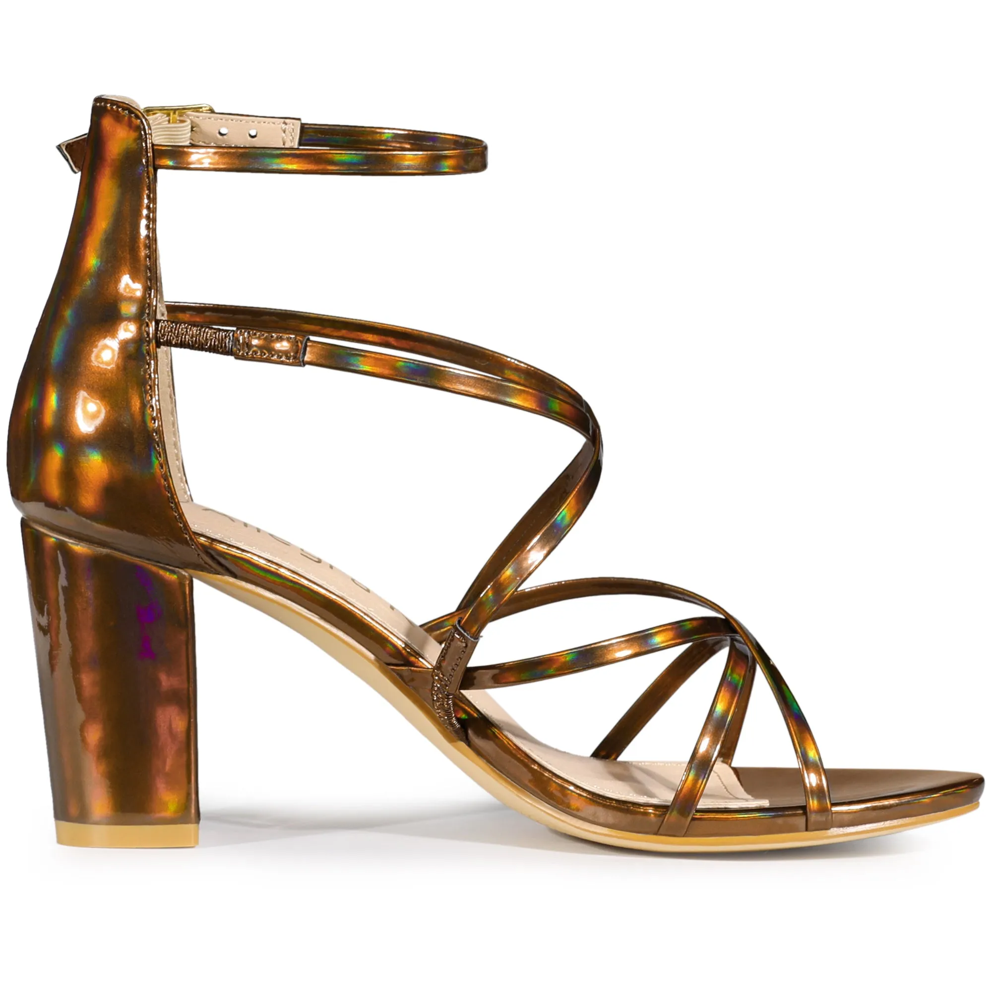 Strappy Crisscross Strap Opened Toe Block Heel Sandals