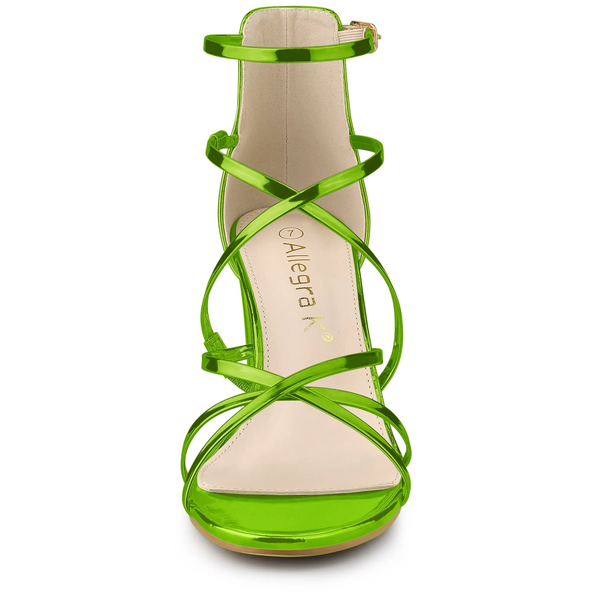 Strappy Crisscross Strap Opened Toe Block Heel Sandals