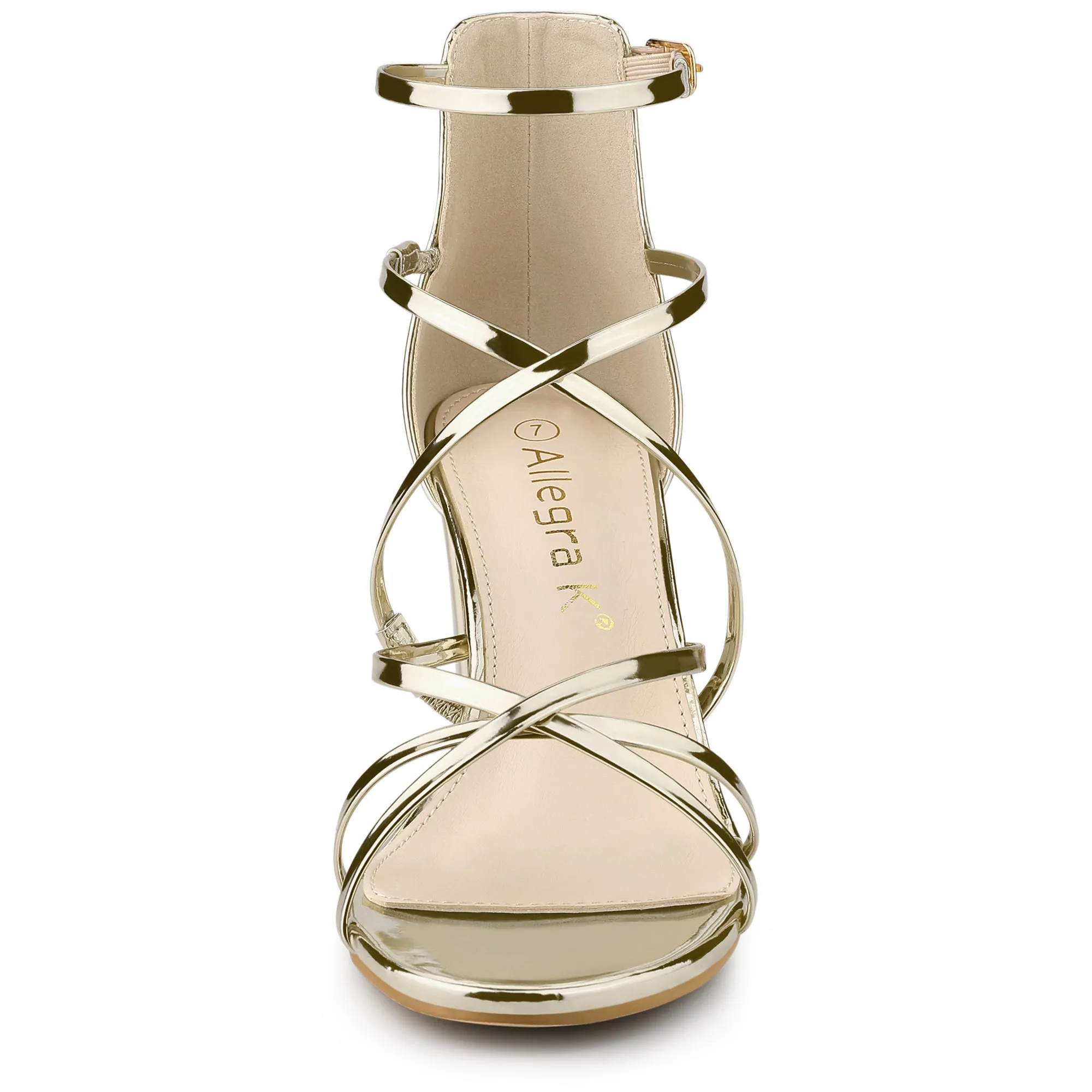 Strappy Crisscross Strap Opened Toe Block Heel Sandals
