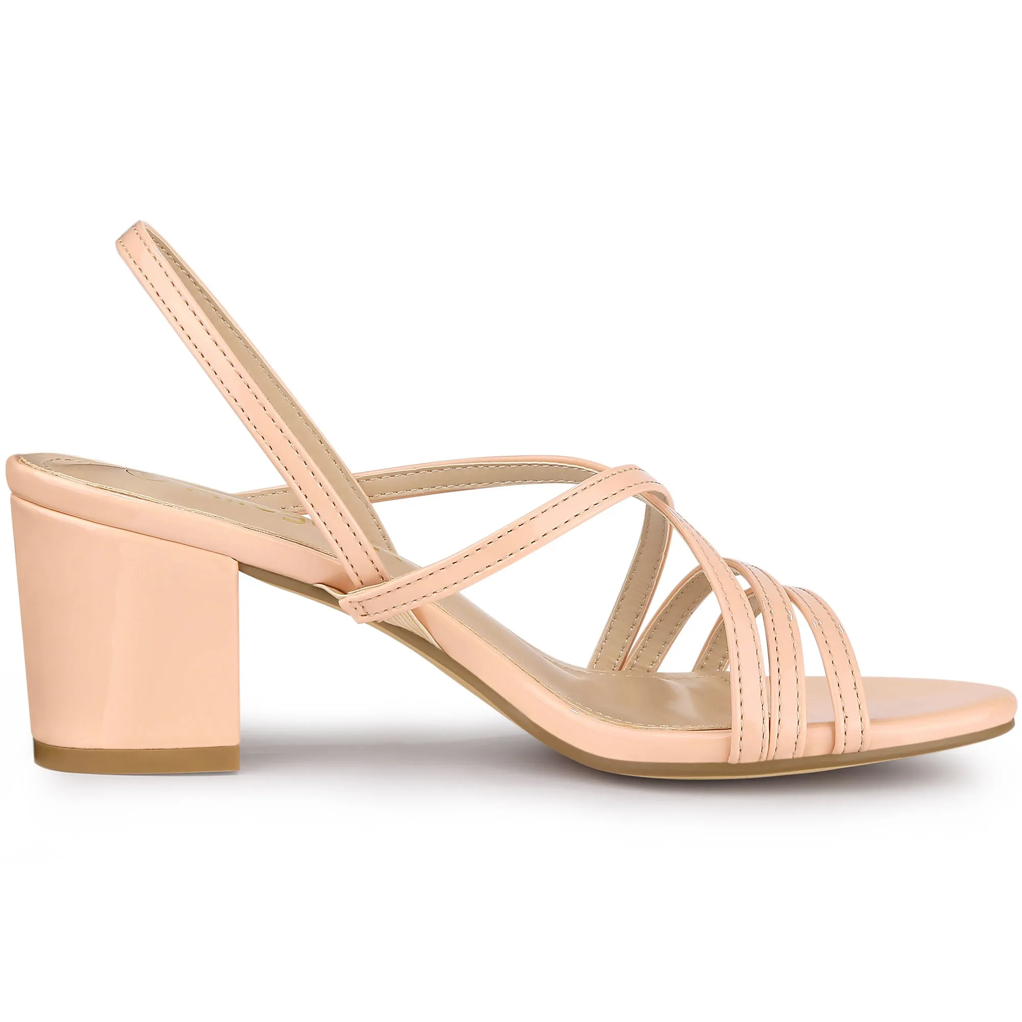 Strappy Slingback Chunky Heel Slide Sandals