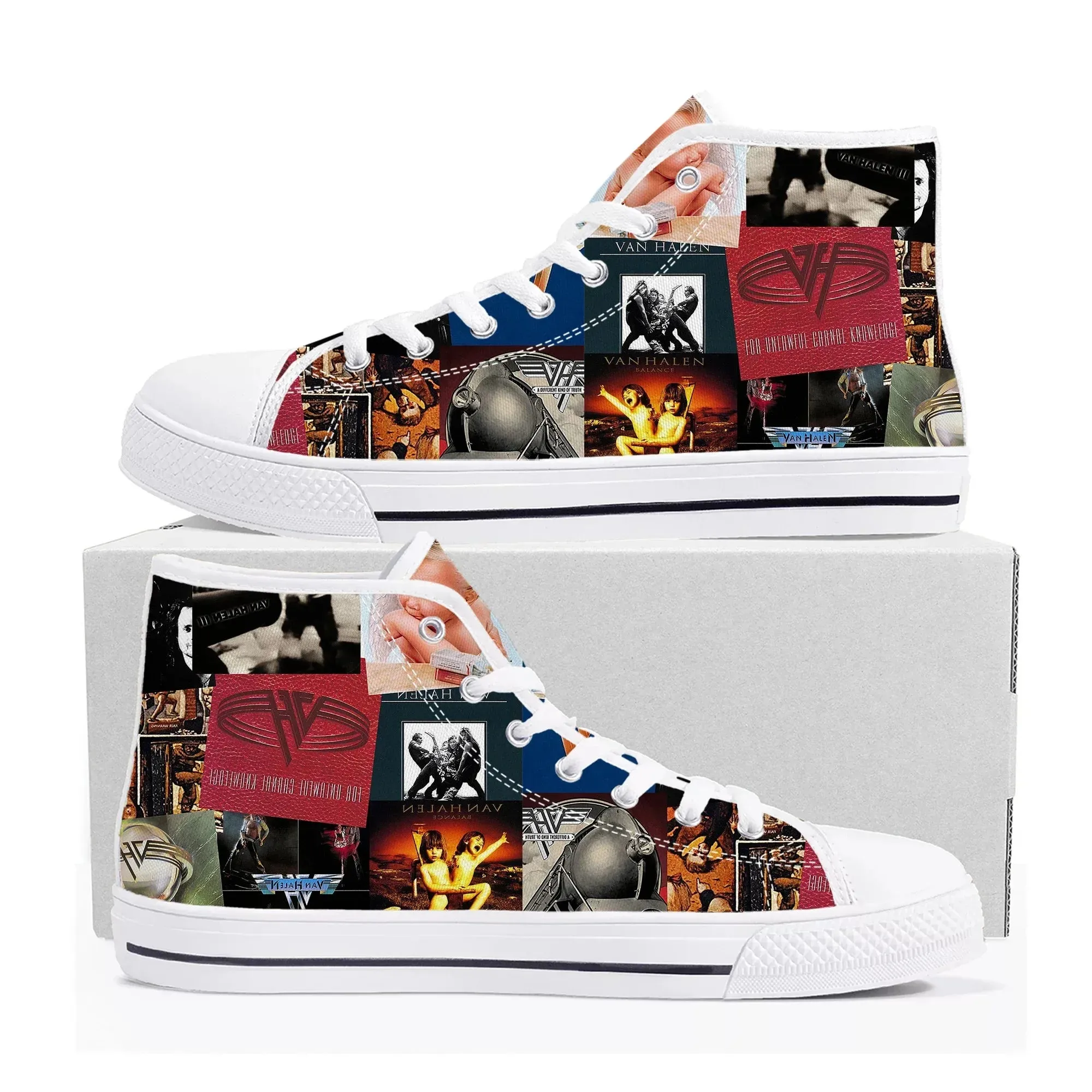 Van Halen 5150 High-Top Canvas Sneakers | Iconic Stripes Design | Casual Unisex Shoes