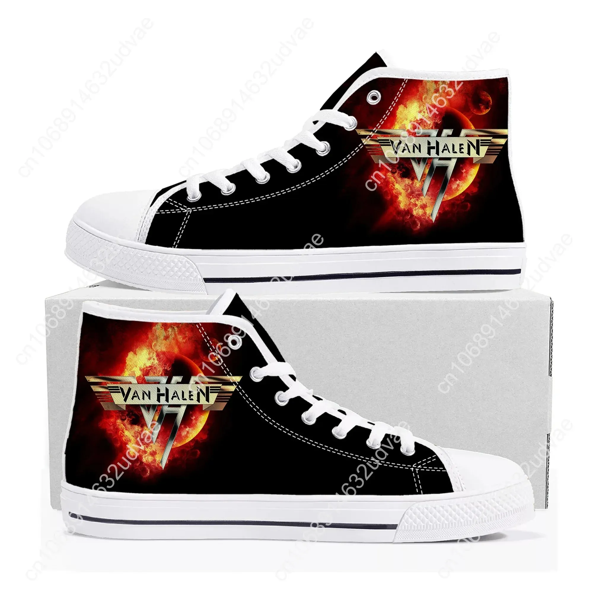 Van Halen 5150 High-Top Canvas Sneakers | Iconic Stripes Design | Casual Unisex Shoes