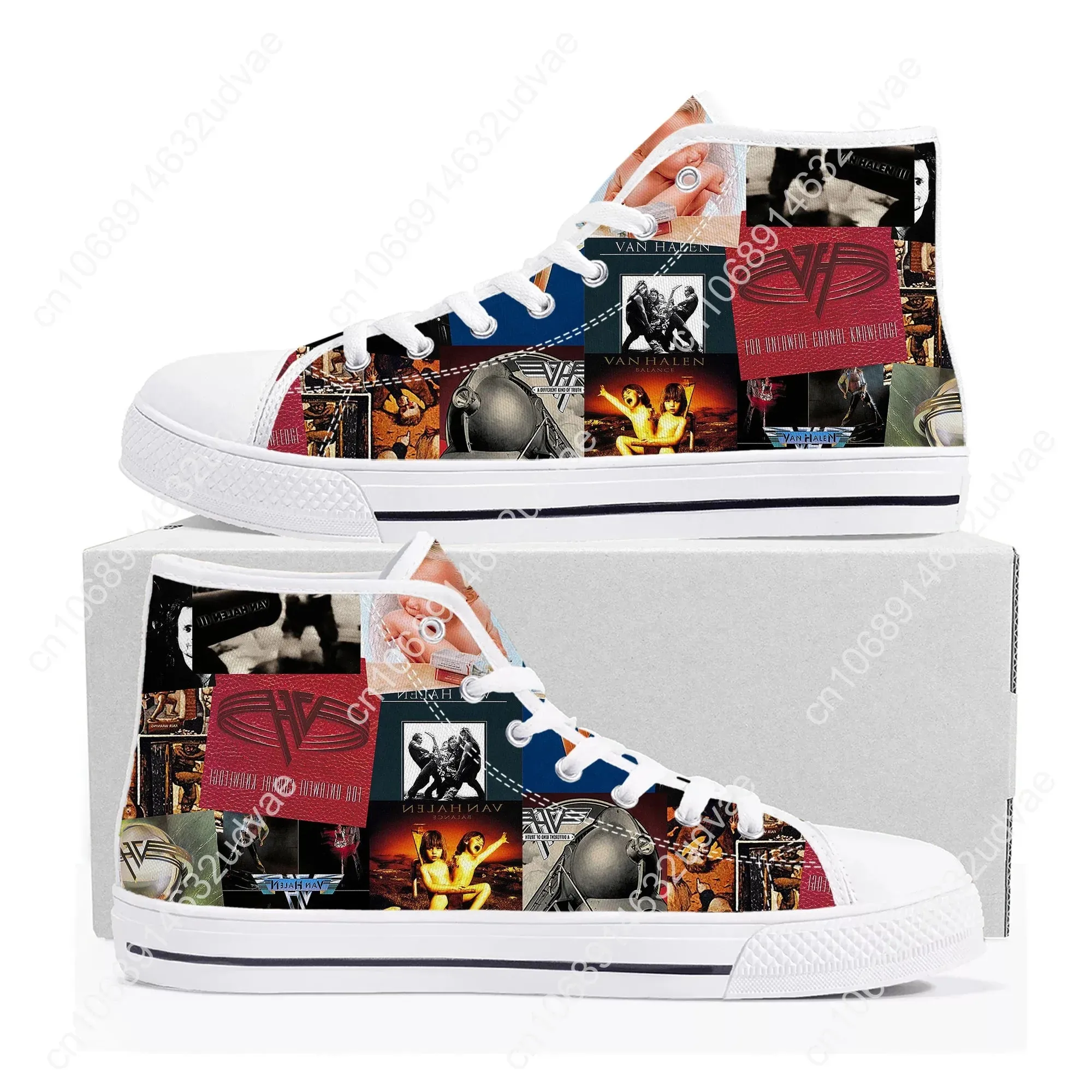 Van Halen 5150 High-Top Canvas Sneakers | Iconic Stripes Design | Casual Unisex Shoes