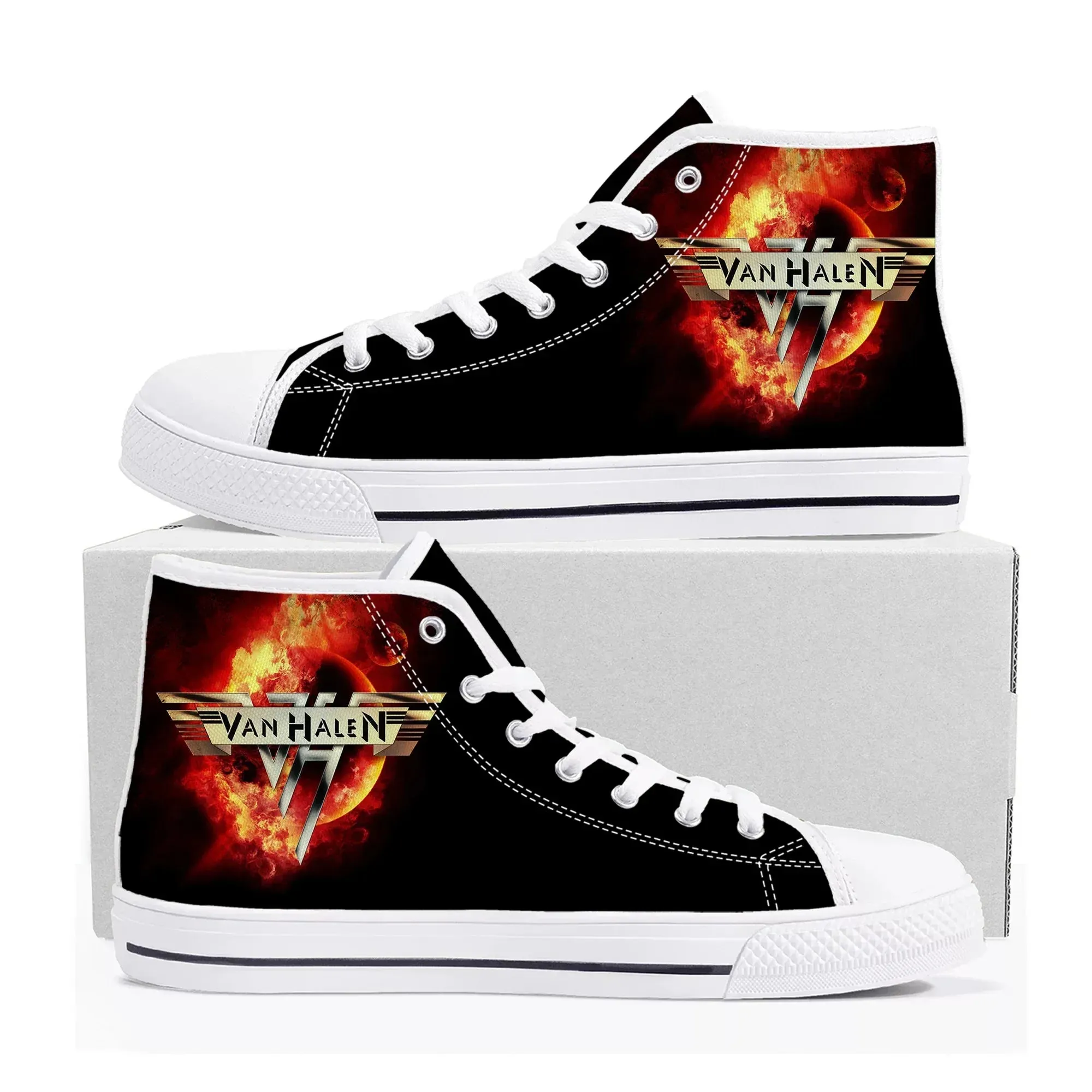 Van Halen 5150 High-Top Canvas Sneakers | Iconic Stripes Design | Casual Unisex Shoes