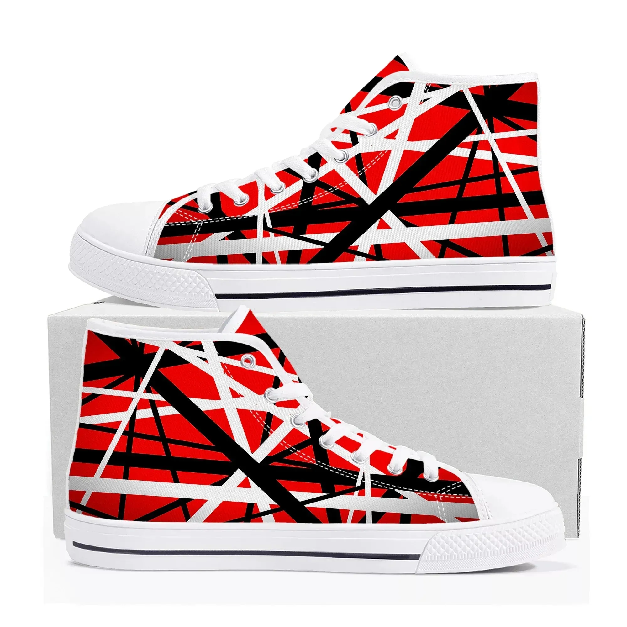 Van Halen 5150 High-Top Canvas Sneakers | Iconic Stripes Design | Casual Unisex Shoes